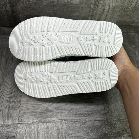 Hey Dude Kids size 13 Holiday Elf Green Red Slip On Shoes - Picture 7 of 8